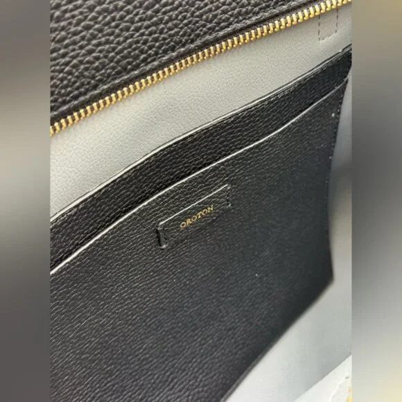 🆕 OROTON 🧿 NWOT Margot Medium Zip Tote Bag, Black Leather - Picture 11 of 16